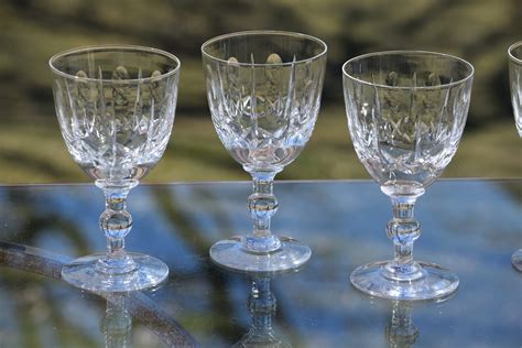4 Vintage Etched Crystal Wine Glasses Set Of 4 Vintage Etsy