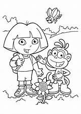 Dora Coloring Pages Cartoon Boots Kids Explorer Little Monkey Printable Cutecoloring Color Colorings sketch template