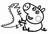 Pig Peppa George Coloring Brother Pages Dinosaur Little Loves Who Color Print sketch template