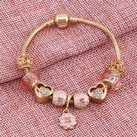 rose gold charm bracelet pandora bracelet rose gold  famous brand jewelry women charm