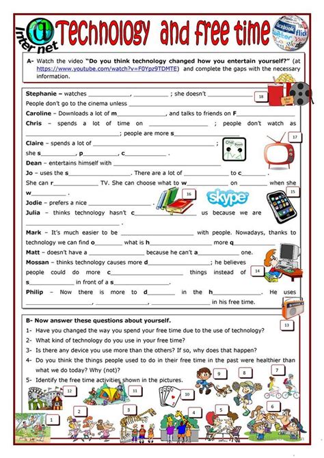 Technology And Free Time Worksheet Free Esl Printable Worksheets Made