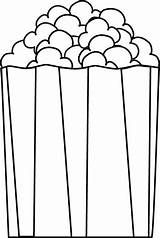 Popcorn Clip Clipart Box Bucket Outline Coloring Cliparts Piece Food Drawing Movie Pages Cartoon Machine Kernel Pieces Container Printable Snacks sketch template