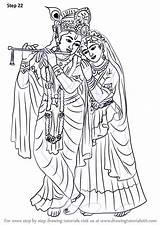 Krishna Radha Krishan Hinduism Drawingtutorials101 Shri Religion Madhubani Shiva sketch template