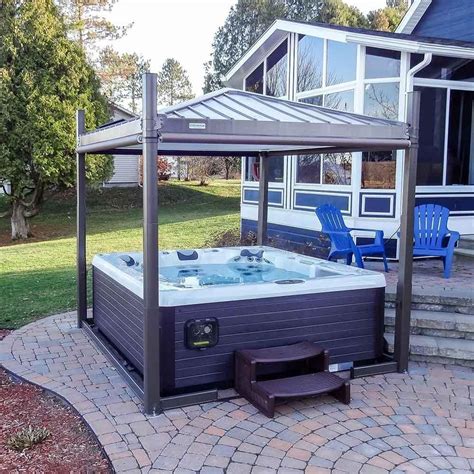 oasis mocha spa cover hot tub cover hot tub outdoor hot tub landscaping