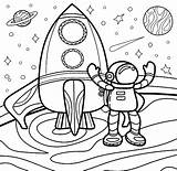 Astronaut Coloring Pages Space Planet Kids Color Planets Spaceship Rocket Wonder sketch template