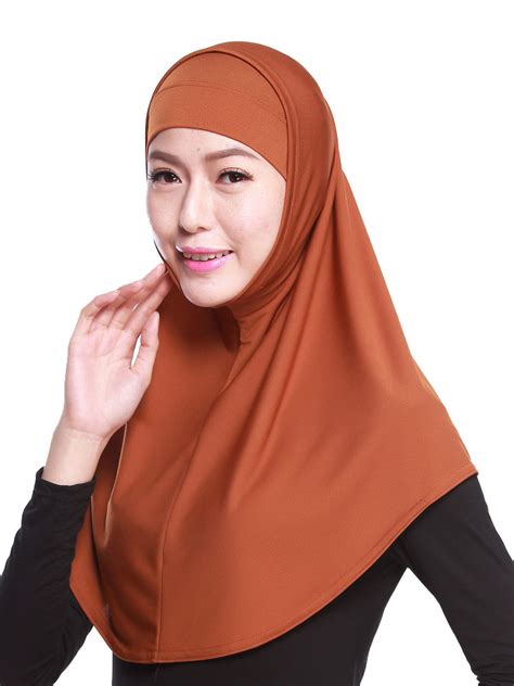 women two piece hijab solid color turban