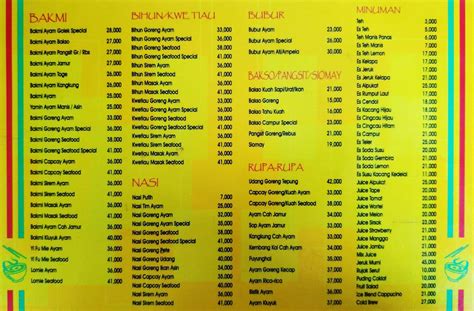 bakmi golek menu menu  bakmi golek kampung melayu jakarta