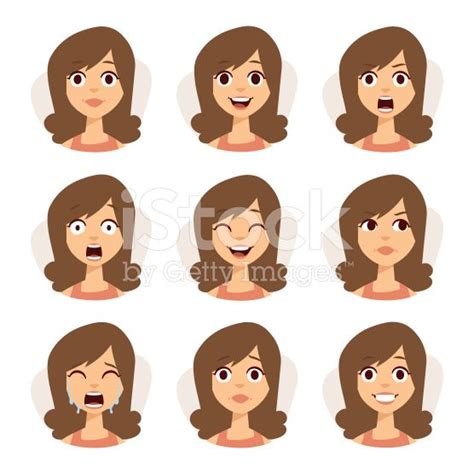 Isolated Set Of Woman Avatar Expressions Face Emotions Vector