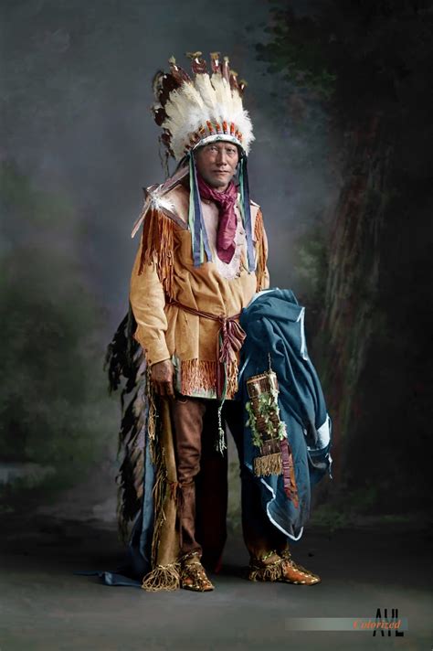 colors   bygone era colorized native america indian chief porcupine