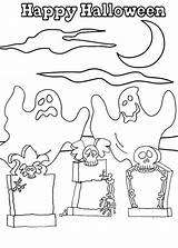 Halloween Coloring Pages Ghost Graveyard Color Phantoms Cemetery Print Printable Getcolorings Hellokids Online sketch template