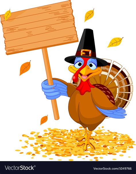 Thanksgiving Turkey Holding Sign Royalty Free Vector Image