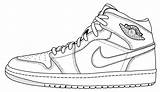 Jordan Air Drawing Nike Coloring Shoes Jordans Shoe Template Force Drawings Sketch Retro Line Pages Sneakers High Templates Sneaker Aj1 sketch template