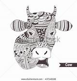 Kuh Glocke Cow Zentangle Vieh Skizze Vektorillustration sketch template