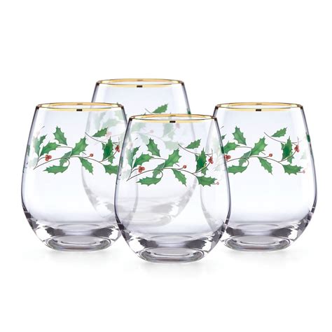 Holiday™ 4 Piece Stemless Wine Glasses Lenox Corporation