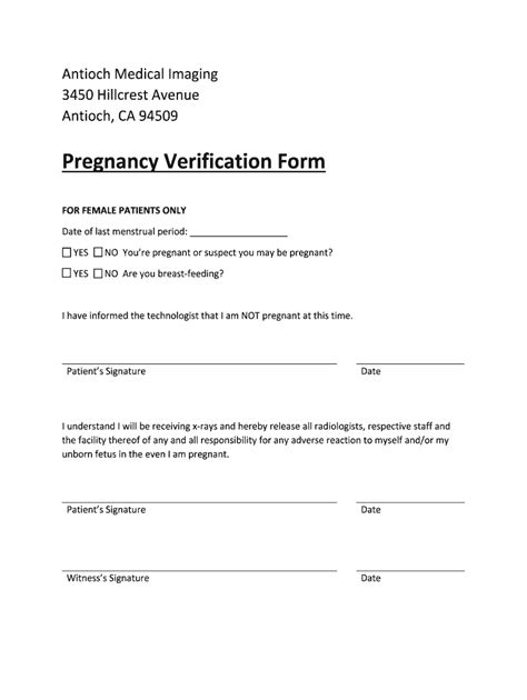proof  pregnancy form  fill  printable fillable blank