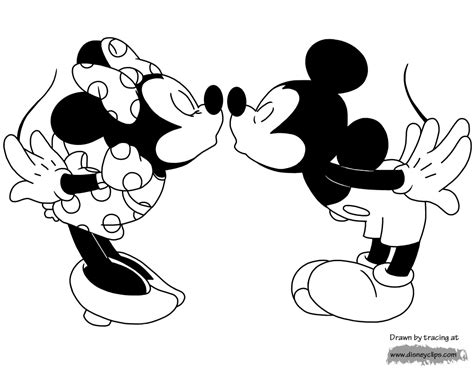 mickey  minnie kissing coloring pages coloring pages