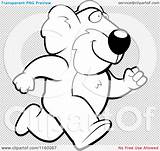 Koala Cartoon Upright Running Outlined Coloring Clipart Vector Illustration Transparent Background Cory Thoman sketch template