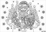Coloring Christmas Santa Claus Pages Adults Drawing Gifts Book Trees Cute Adult Tree Printable Justcolor Sheets Color Snowflakes Imprimer Him sketch template