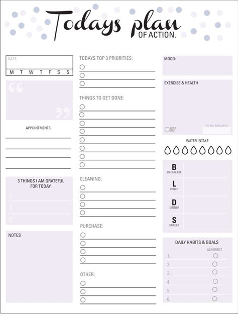 todays plan  action template editable printable planner pdfs