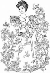 Coloring Pages Fashion Book Adult Haven Creative Dover Nouveau Publications Fashions Welcome Victorian Historical Color Doverpublications People Vintage Dresses Adults sketch template
