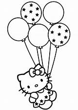 Kitty Hello Birthday Coloring Pages Balloons sketch template