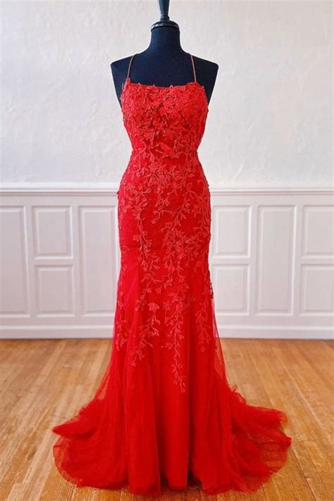 fitted criss cross red prom dress red prom dress red lace prom dress