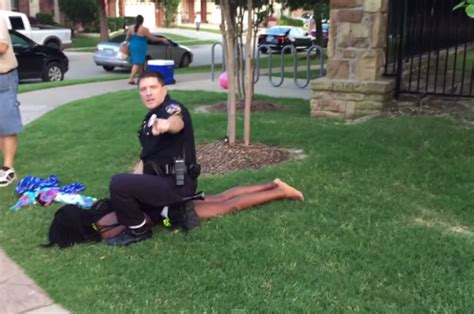disturbing video shows officer tackling pulling gun on teens at a pool party