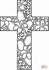 Coloring Cross Pages Flowers Printable sketch template