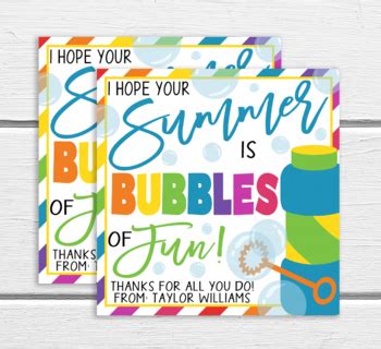 bubbles gift tag hope  summer  bubbles  fun   school