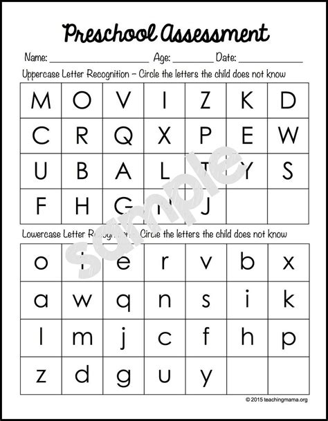 preschool assessment forms teaching mama