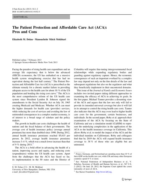 pdf the patient protection and affordable care act aca