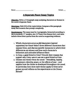 separate peace essay topics harvard outline  grading rubric