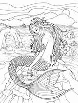 Mermaid Coloring Pages Adult Adults Book Fairy Kids Printable Mermaids Detailed Sheets Colouring Color Doverpublications Books Fantasy Intricate Dover Print sketch template
