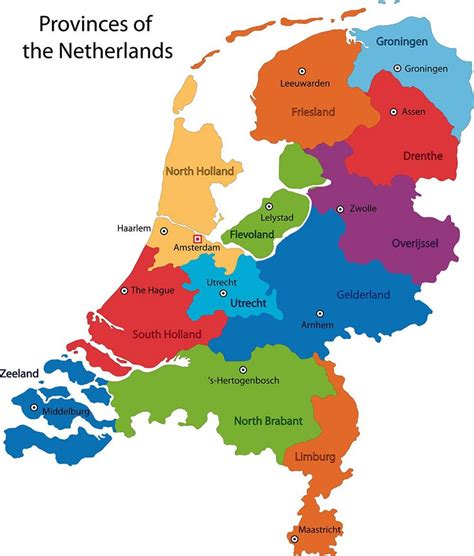 grote kaart provincies van nederland en hoofdsteden topografie  xxx