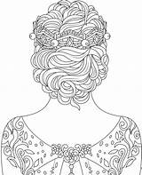 Coloring Pages Beautiful Hair Adult Adults Girl Mandala Women Color Colouring Ausmalbilder Printable Dress Kids Cute Books Drawings Sheets Therapy sketch template
