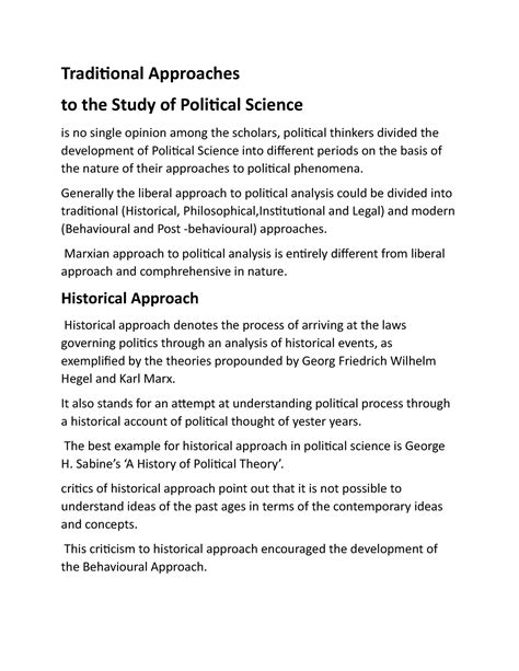 traditional approaches   study  political science traditional