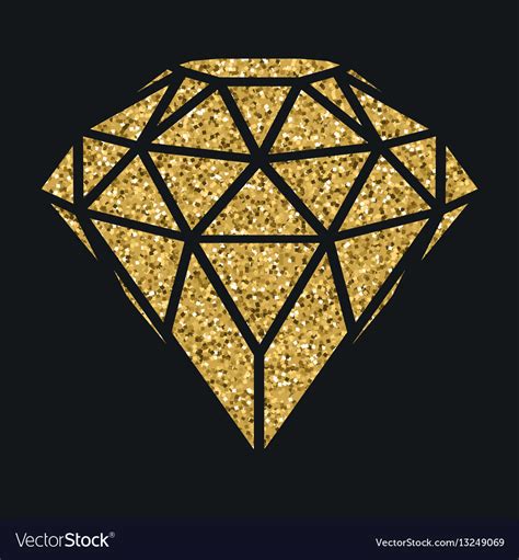 geometrical golden glitter diamond isolated vector image