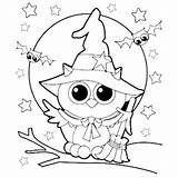 Halloween Coloring Pages Owl Adults Witch Owls Printables Cute Printable Posted Size sketch template