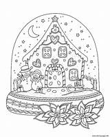 Gingerbread Neve Adulte Ausmalen Globes Schneekugel Fille Schneekugeln Cahier Kleurplaten Paysage Neiges Reine Magique Ans Advent Danieguto Mandalas Sneeuwbol Luxueux sketch template