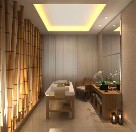 wall of bamboo with uplighting spa room decor spa massage room spa