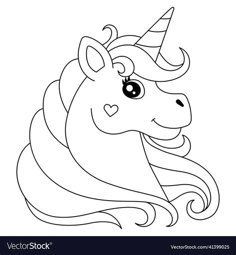 unicorn head coloring page isolated  kids vector image