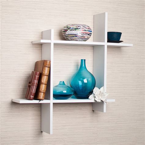 asymmetric white laminate square floating wall shelf walmartcom