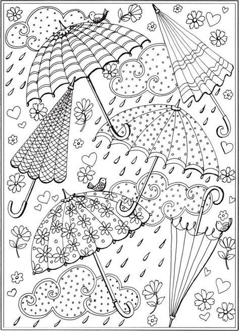 spring rain umbrellas  printable coloring page  dover