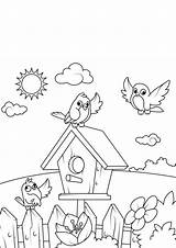 Spring Malvorlage Coloring Coloriage Printemps Vogelhaus Nichoir Frühling Birdhouse Kids Ausmalbilder Zum Ausdrucken Bild Lente Pages Kostenlose La sketch template
