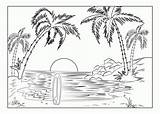 Coloring Adults Scenery Pages Beach Scene Kids sketch template