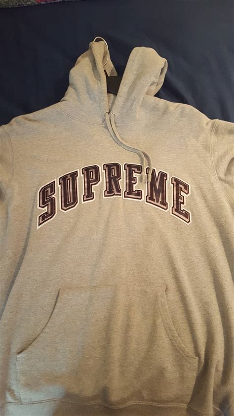 supreme grey supreme college hoodie grailed
