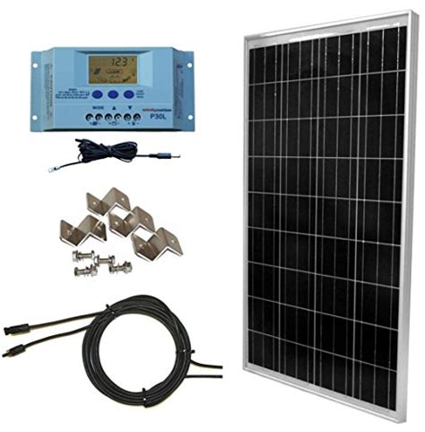 windy nation  watt solar panel complete  grid rv boat kit  lcd pwm charge controller