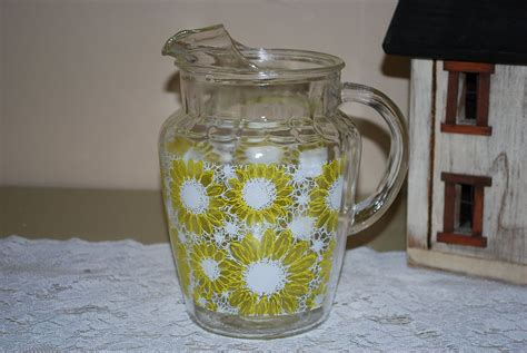 Vintage Sunflower Anchor Hocking Fireking Ice Lip Glass Etsy