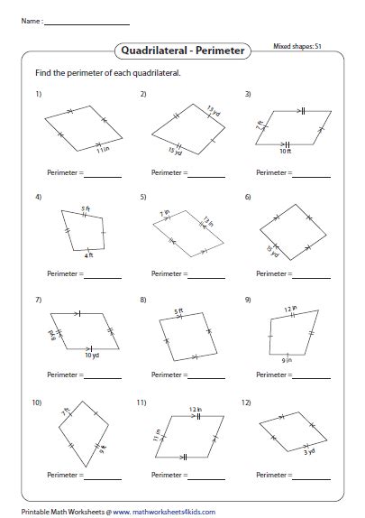 quadrilateral worksheets