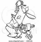 Operating Jackhammer Man Toonaday Royalty Outline Illustration Cartoon Rf Clip Clipart sketch template